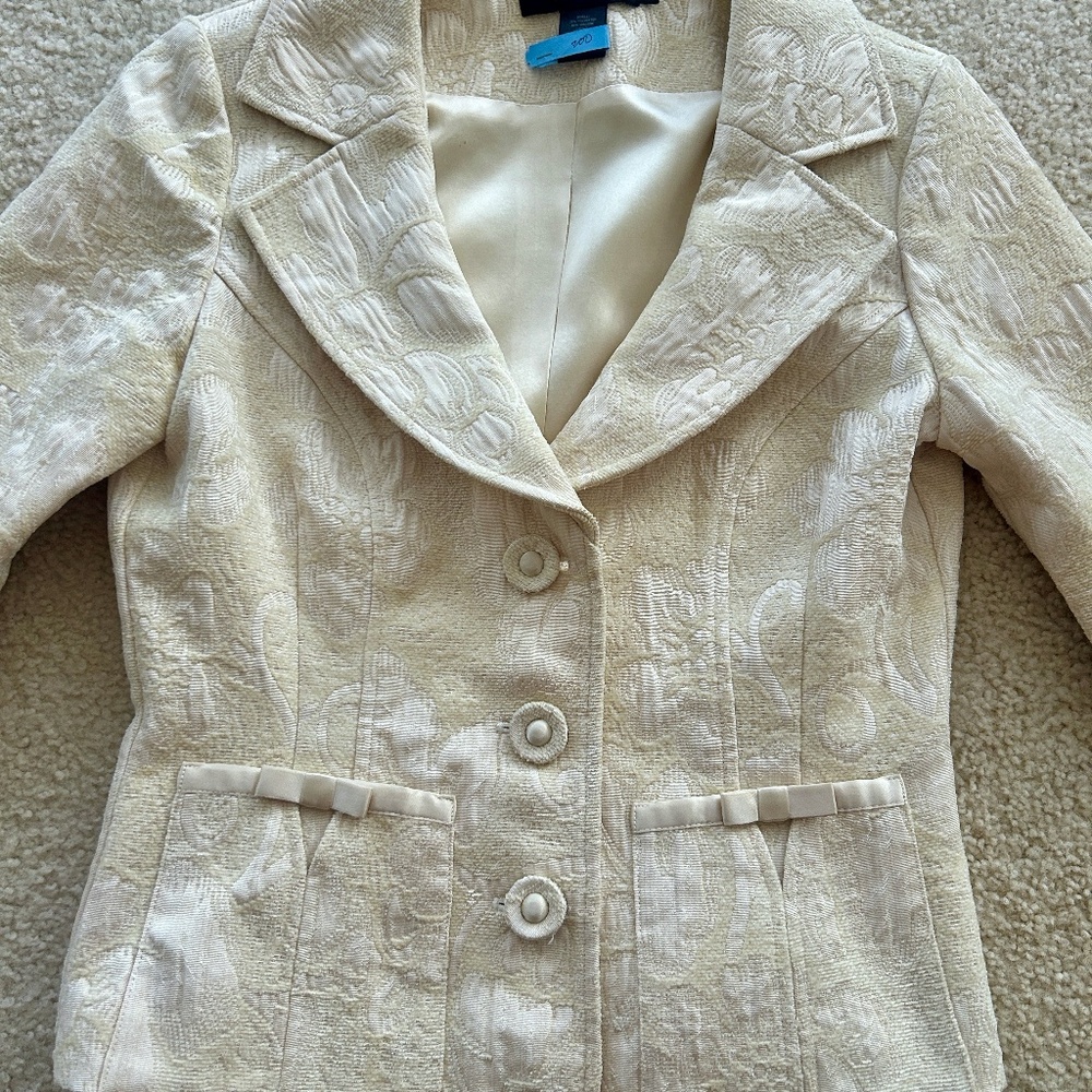 Vintage Arden B. short-length, ivory toned Jacquard Blazer Sz 4 - gorgeous!